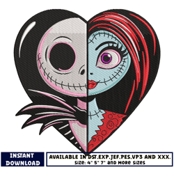 jack and sally embroidery design