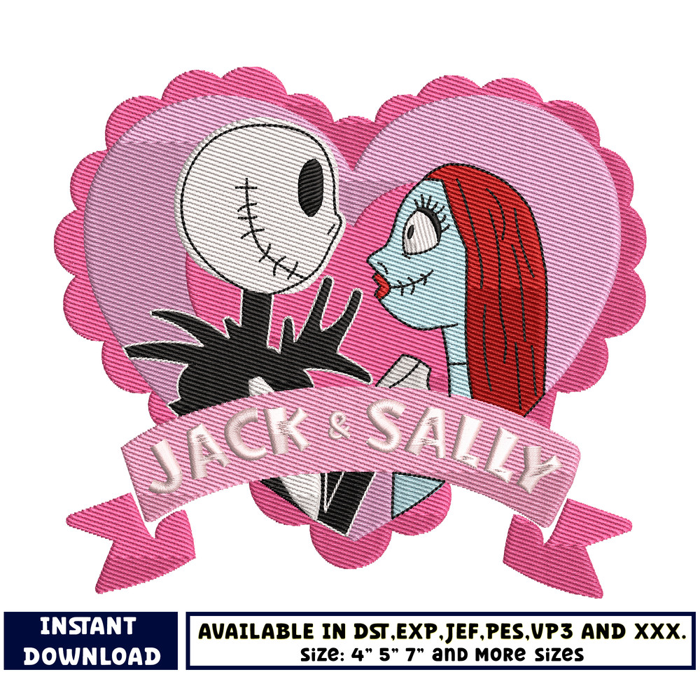 jack love sally embroidery design