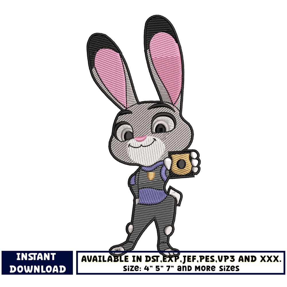 Judy Hopps bunny embroidery design