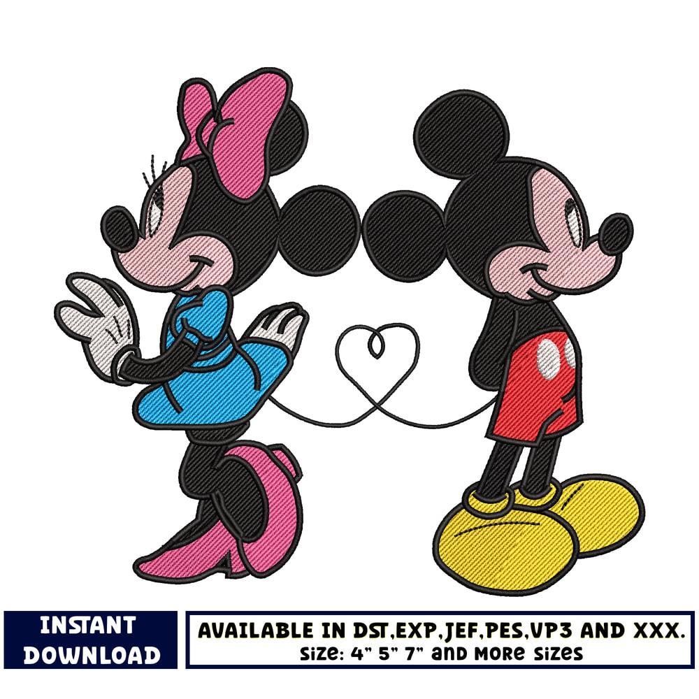 mickey minnie disney love embroidery design