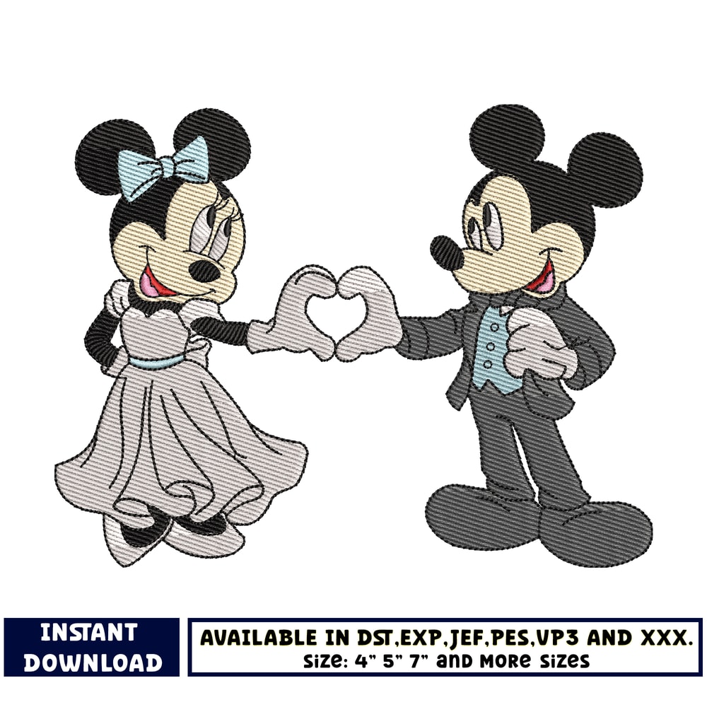 mickey minnie marry embroidery design