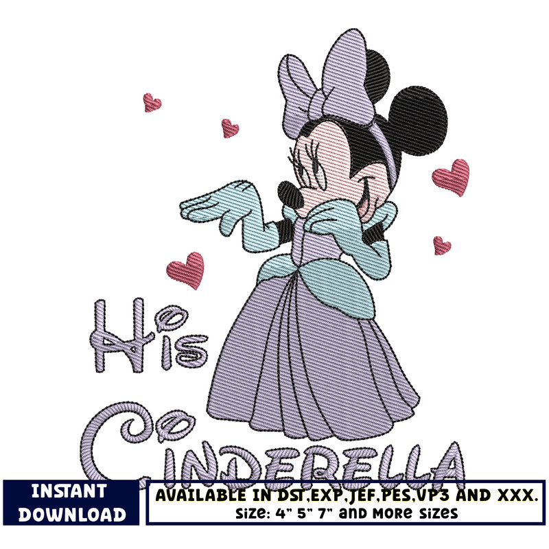 minnie his cinderella embroidery