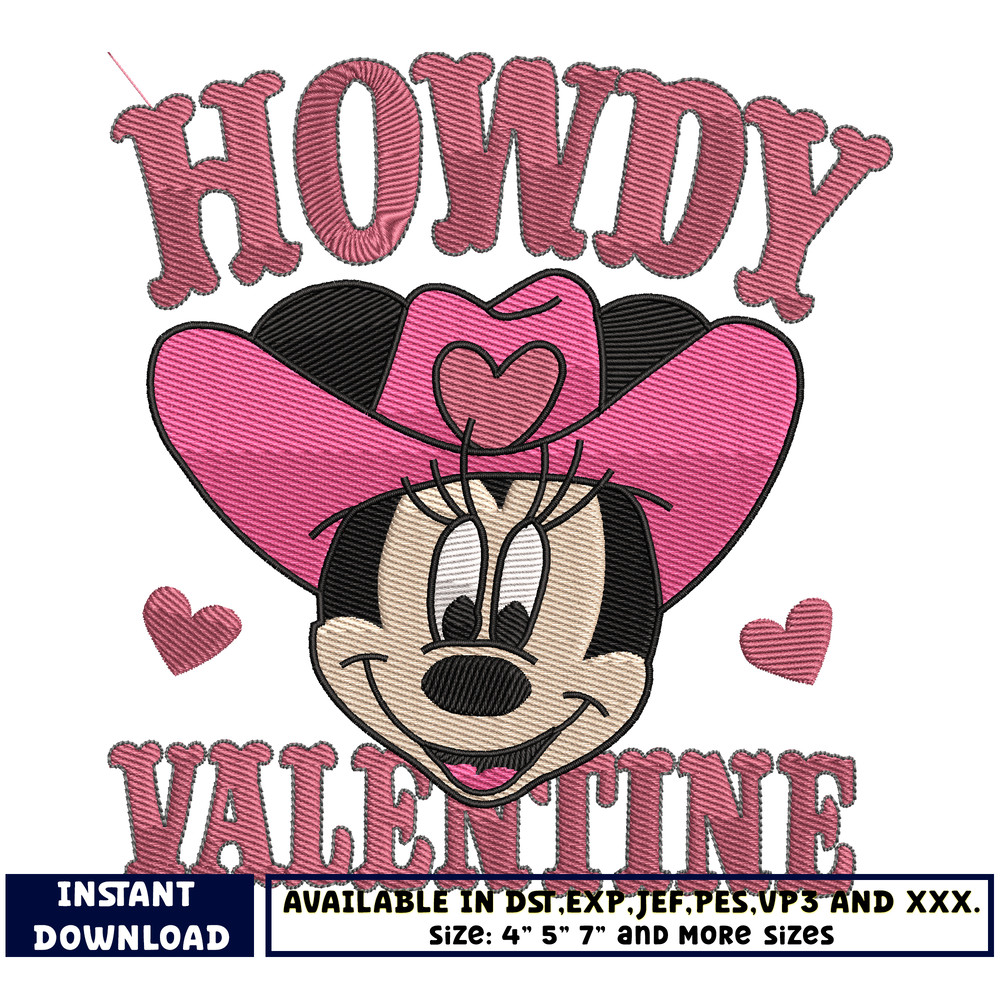 minnie howdy valentine embroidery