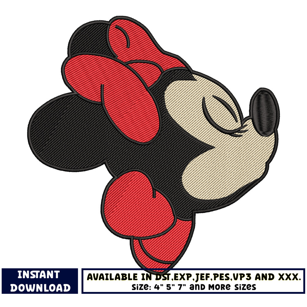 minnie mouse kiss embroidery