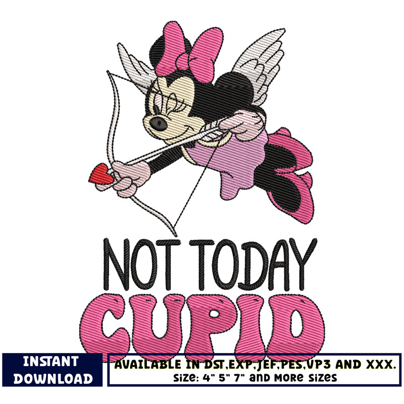 minnie not today cupid embroidery