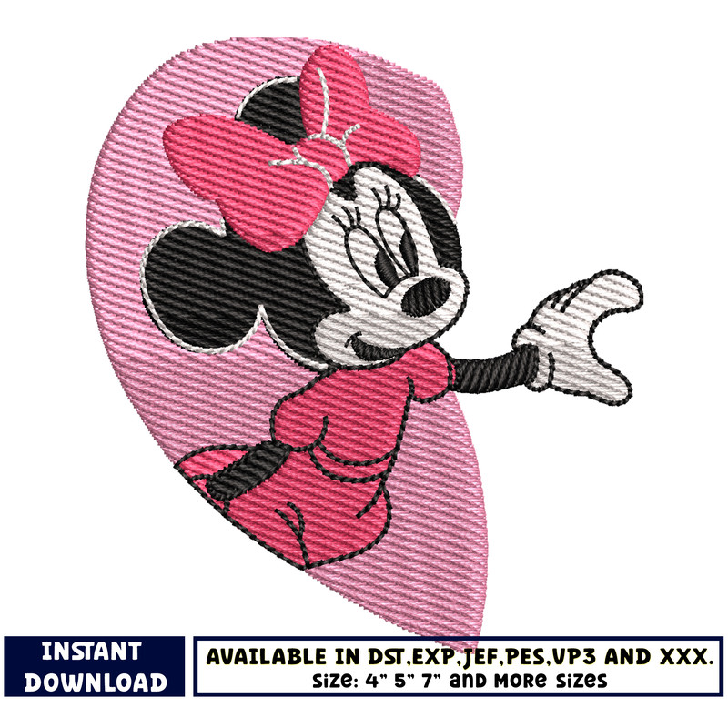 minnie pink love embroidery
