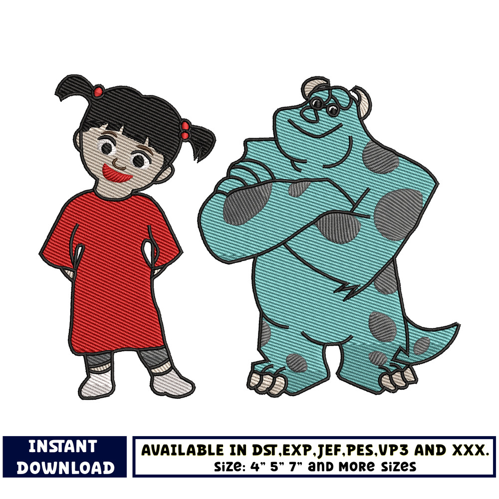 monster boo and sullivan embroidery