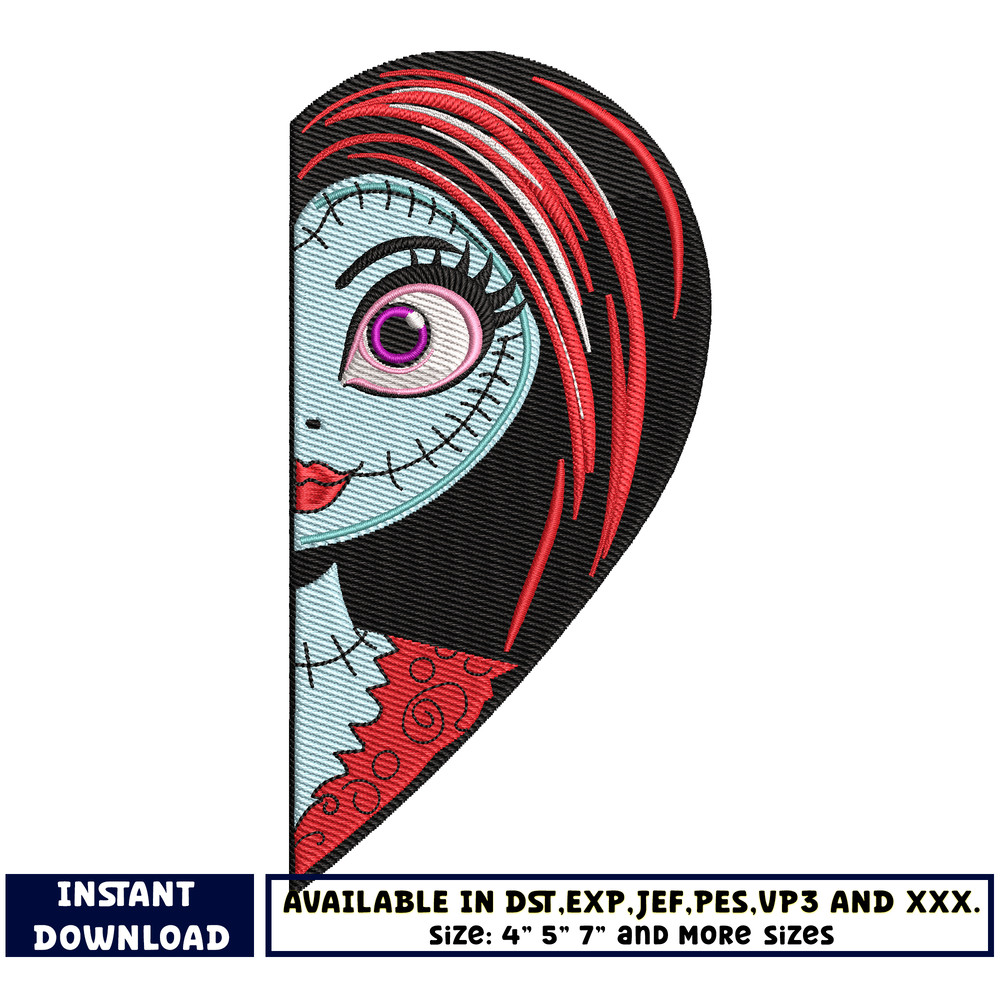 Sally half heart embroidery design