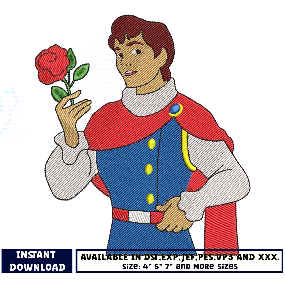 Snow white prince embroidery design