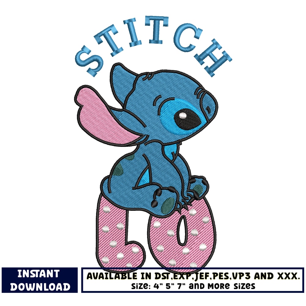 Stitch disney love embroidery design