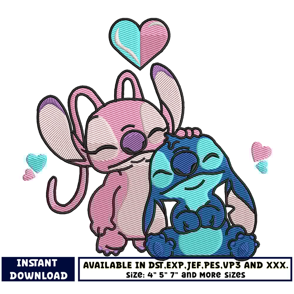 Stitch fall in love embroidery design