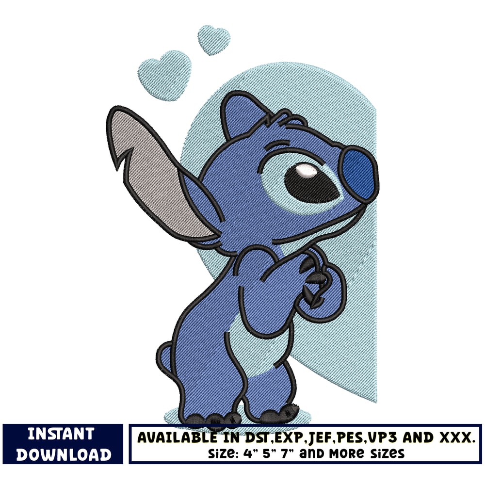 Stitch half heart embroidery design