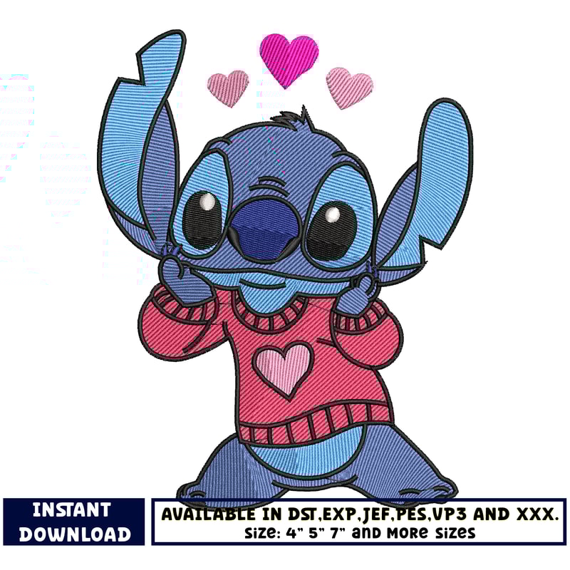 Stitch love shirt embroidery design
