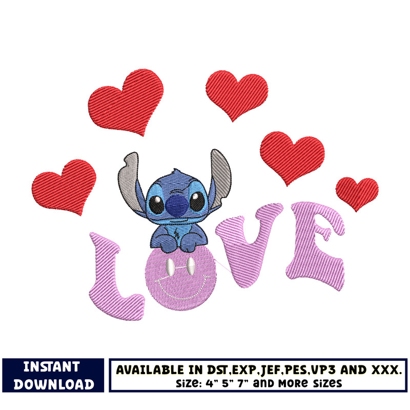 Stitch love valentine embroidery design
