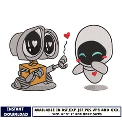 wall e and eve embroidery design