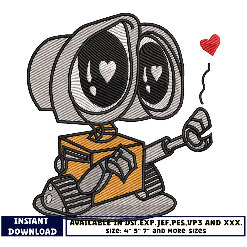 Wall e cute embroidery design