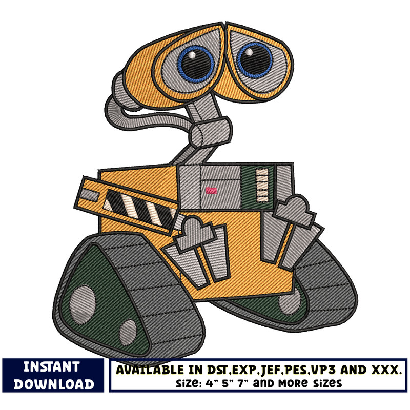 Wall e x disney embroidery design