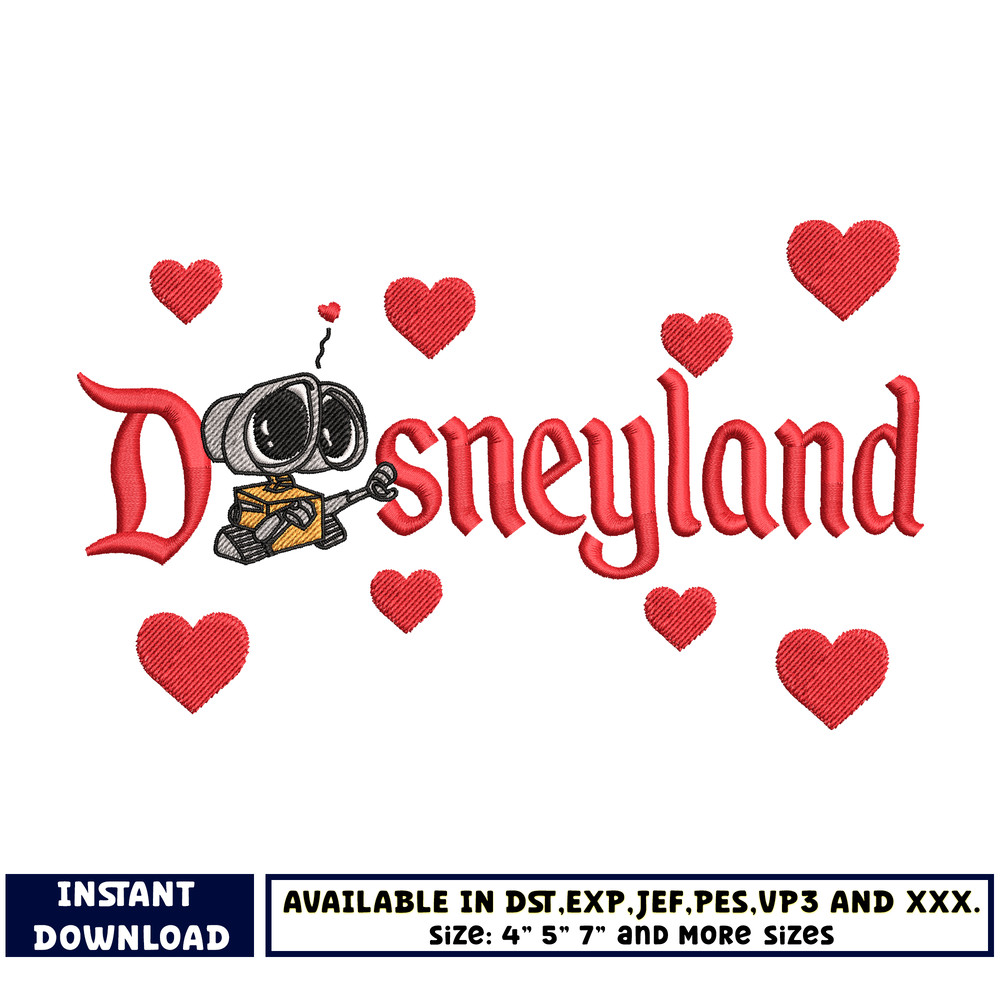Wall e disney embroidery design