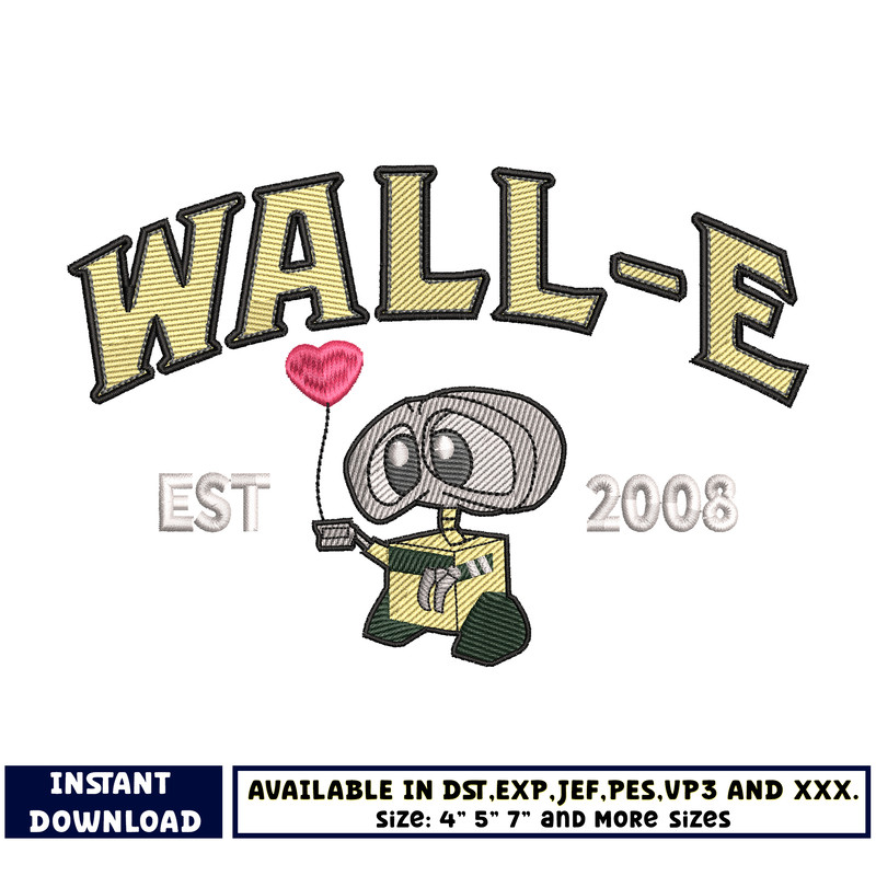 Wall e est 2008 embroidery design