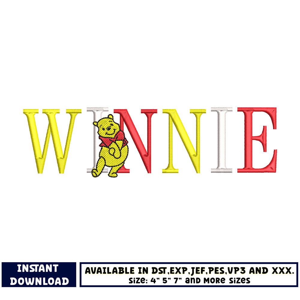 Winnie the pooh love embroidery design