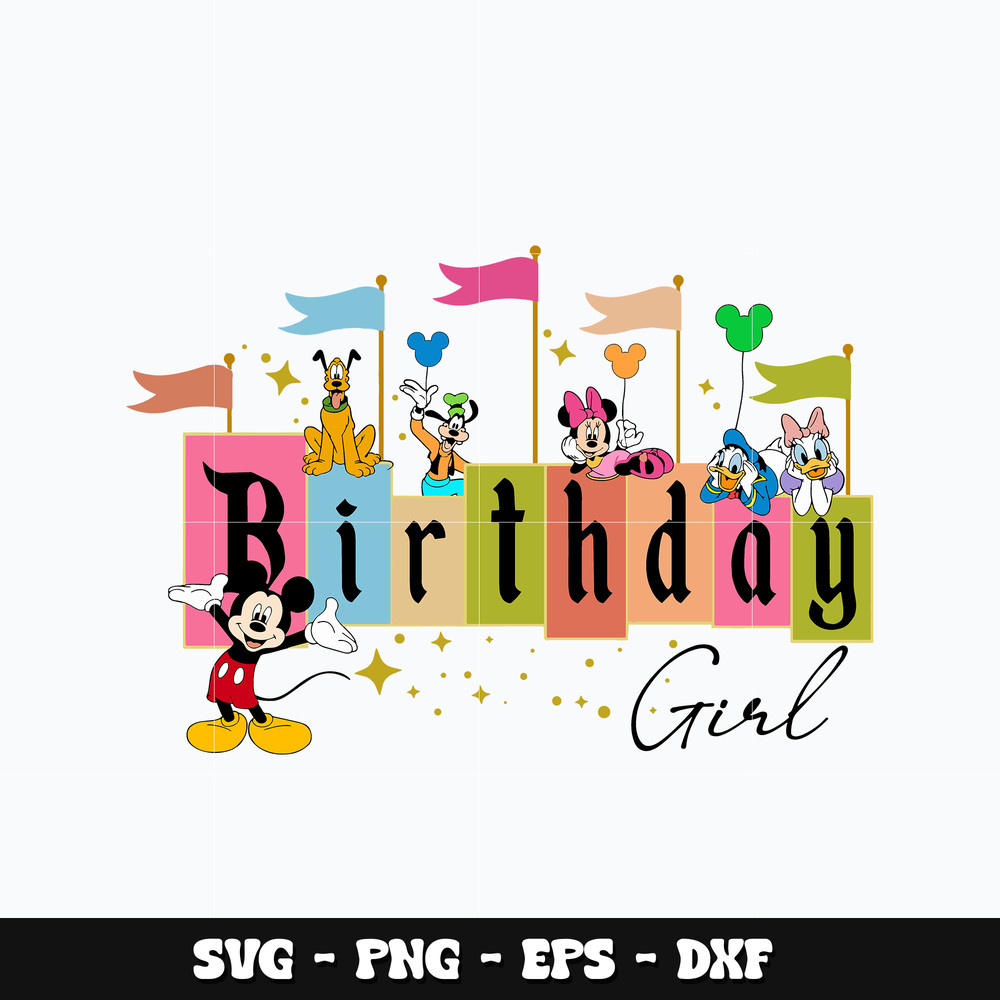 Mickey friends birthday girl Svg