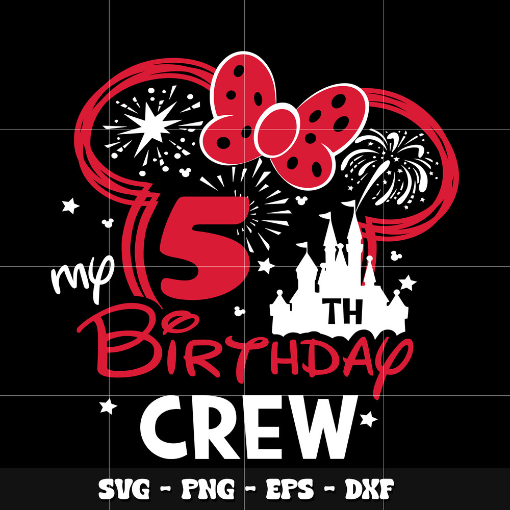 Minnie 5th my birthday crew Svg