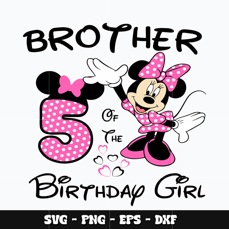 Minnie 5th brother birthday girl Svg