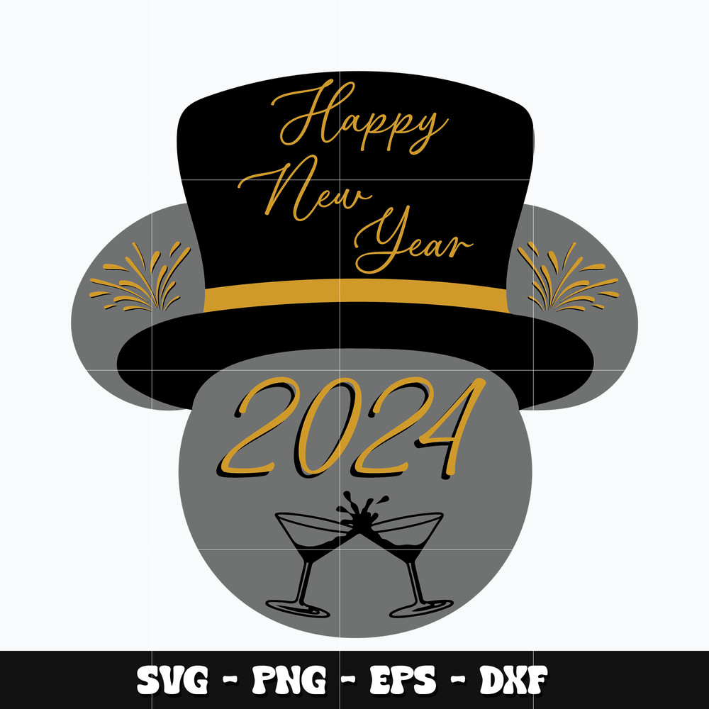 Mickey head happy new year Svg