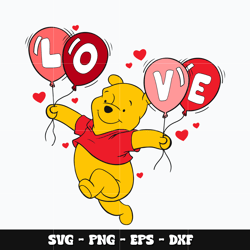 pooh love svg, winnie the pooh svg, disney svg, svg design, cartoon svg, instant download.