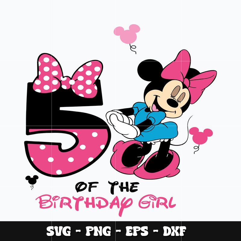 Minnie 5th of the birthday girl Svg