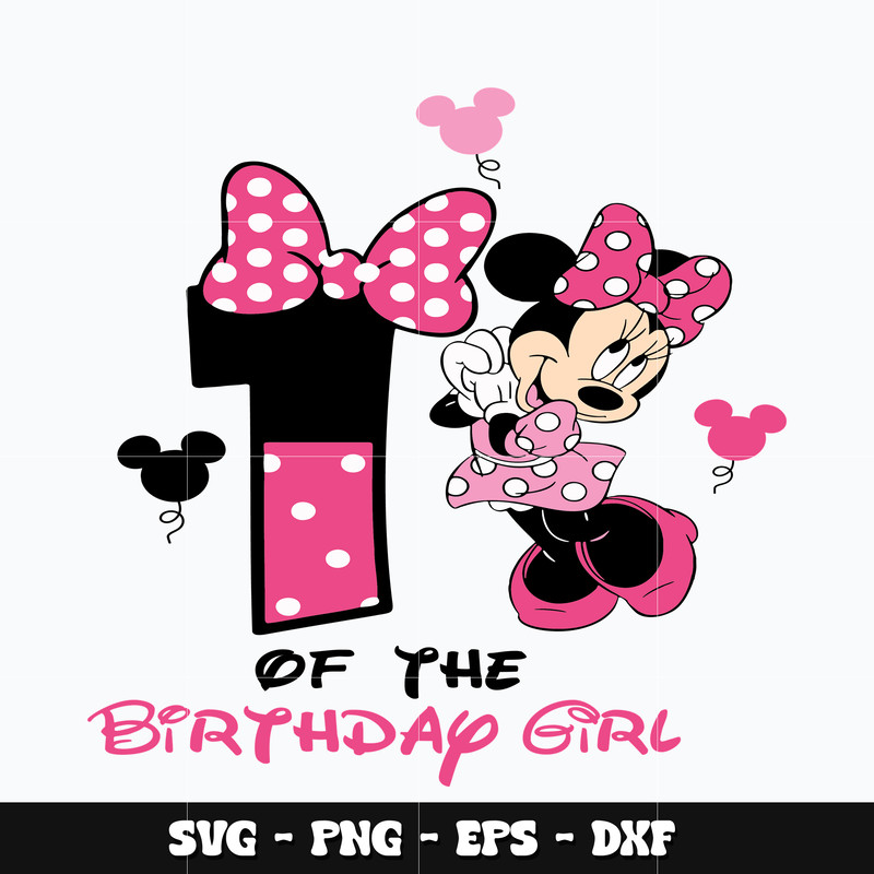 Minnie mouse 1st birthday of the girl Svg