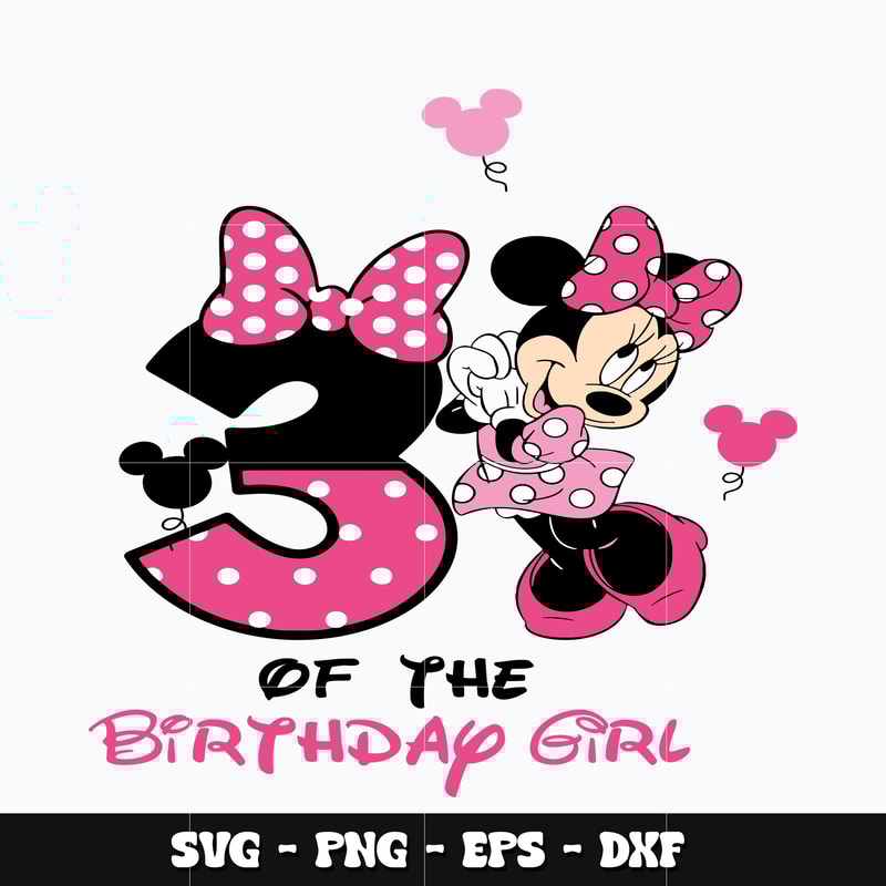 Minnie mouse 3rd birthday of the girl Svg