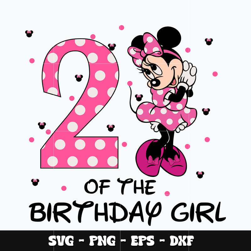 Minnie pink 2nd birthday of the girl Svg