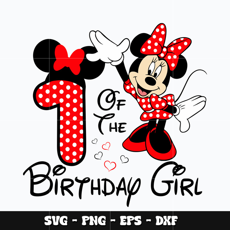 Minnie red 1st birthday of the girl Svg