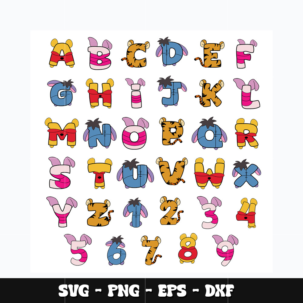 Winnie the Pooh Alphabet Svg