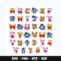 winnie the pooh alphabet svg, pooh svg, disney svg, svg design, cartoon svg, instant download.