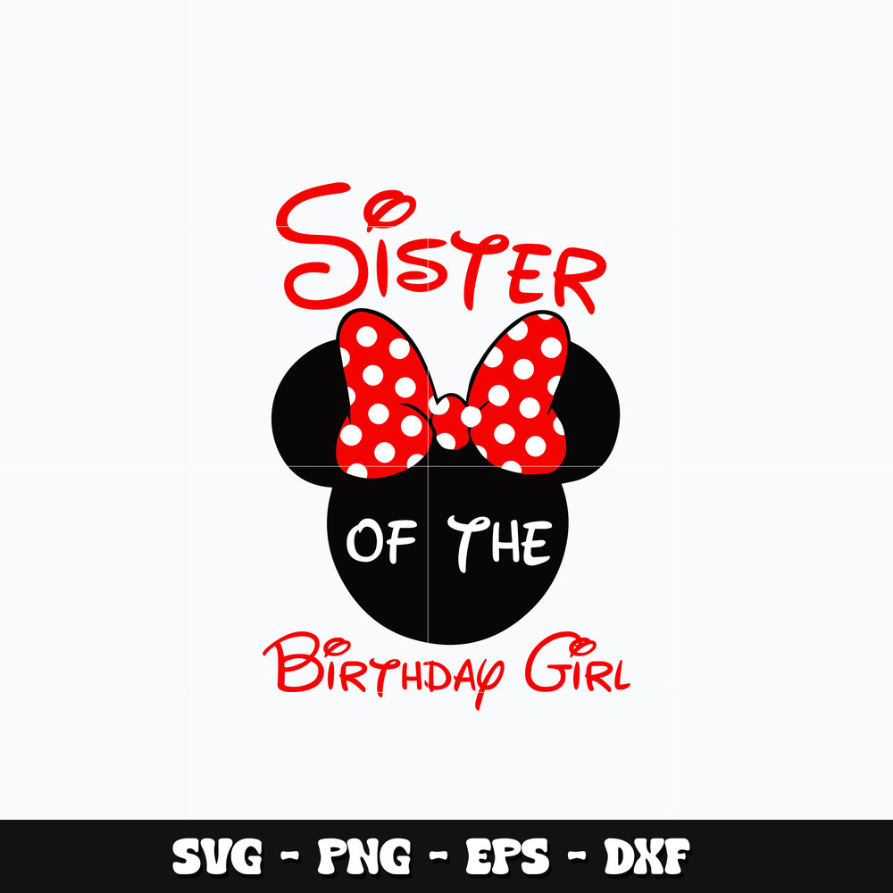 Minnie head Sister birthday girl Svg