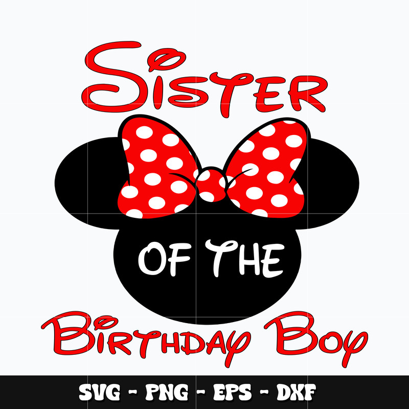 Minnie head Sister birthday boy Svg