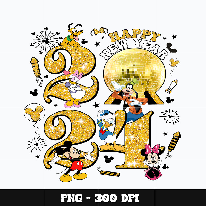 Mickey friends happy new year 2024 Png