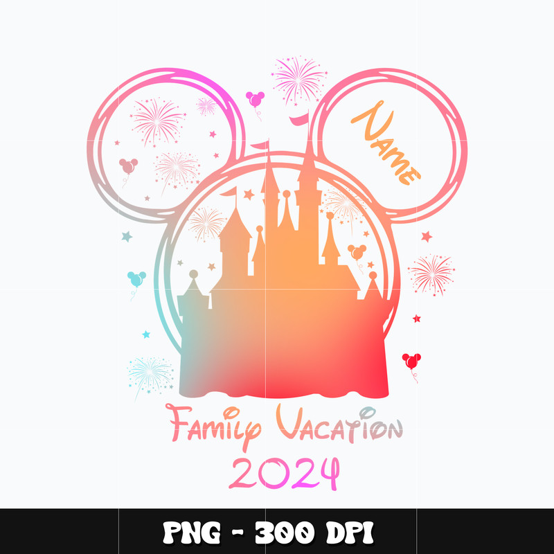 Mickey name family vacation 2024 Png