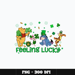 pooh feeling lucky patricks day png, winnie the pooh png, digital file png, cartoon png, disney png, instant download.