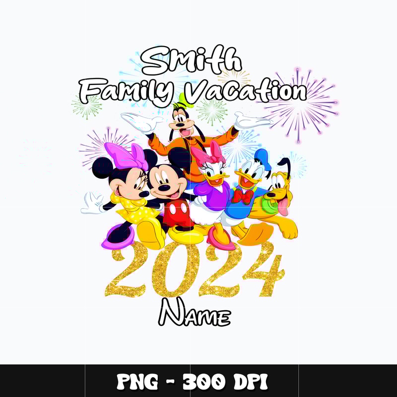 Mickey name family vacation 2024 Png