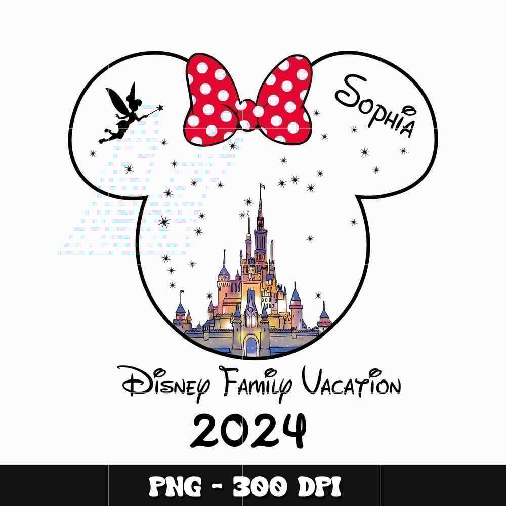 Minnie head family vacation 2024 Png