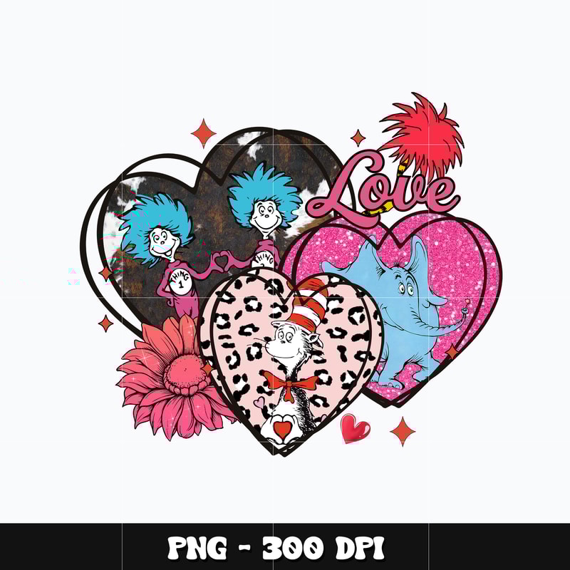 Dr Seuss Love three heart Png
