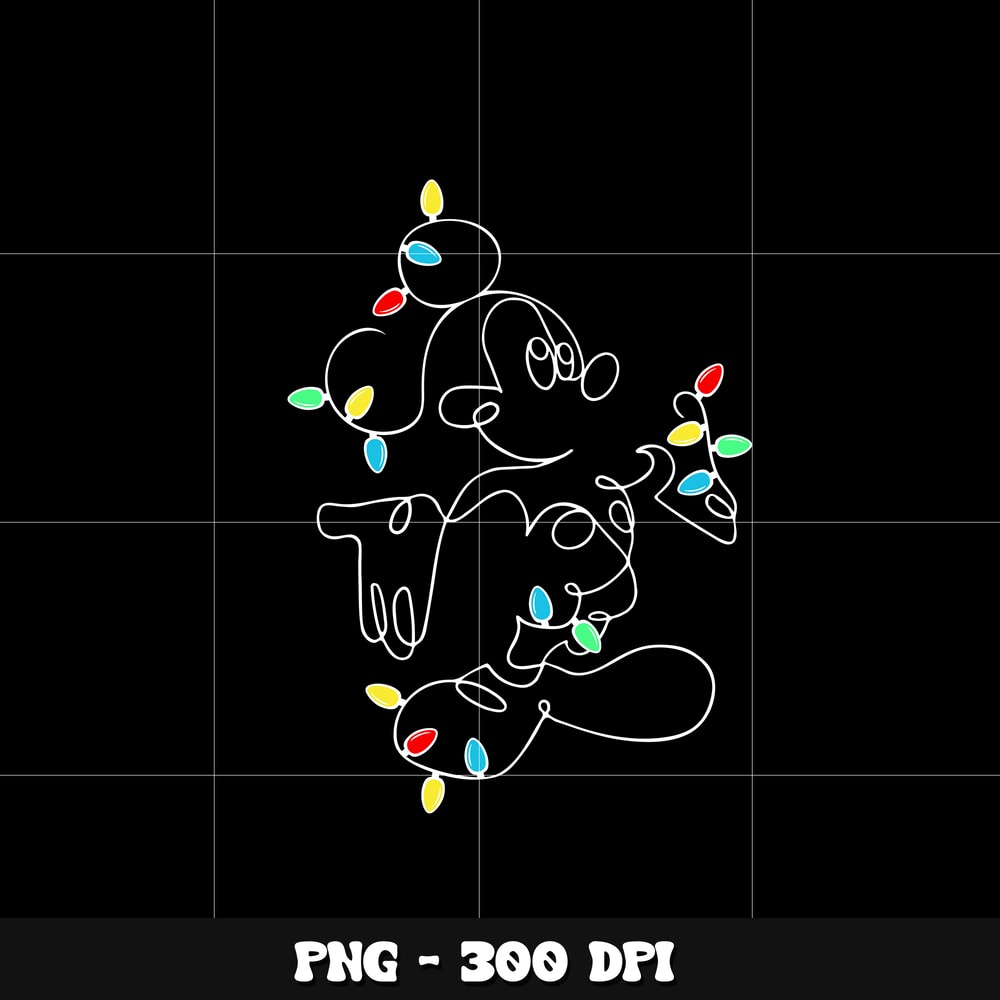 Mickey mouse line white Png