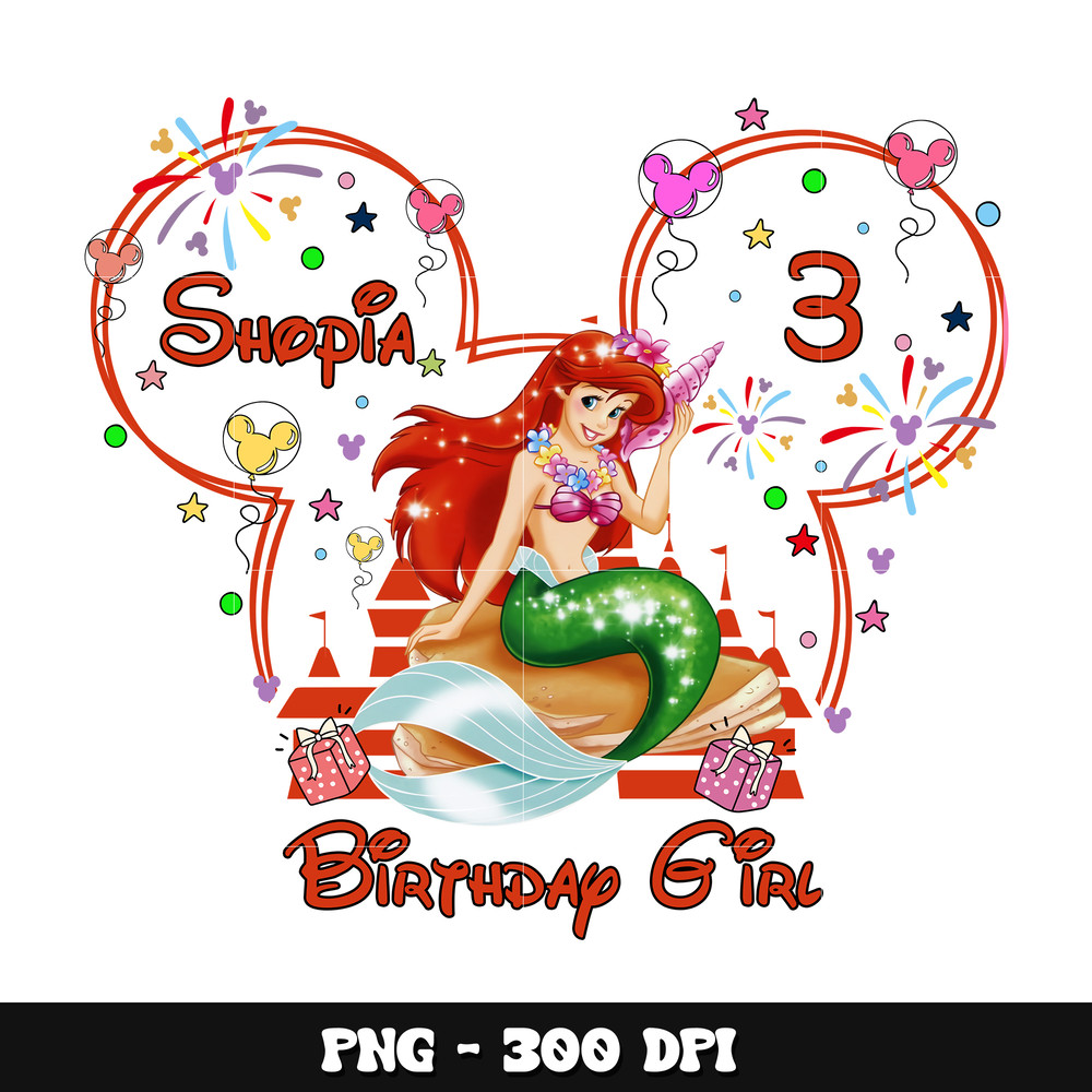 Ariel 3rd birthday girl png