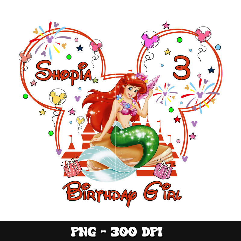 Ariel 3rd birthday girl png
