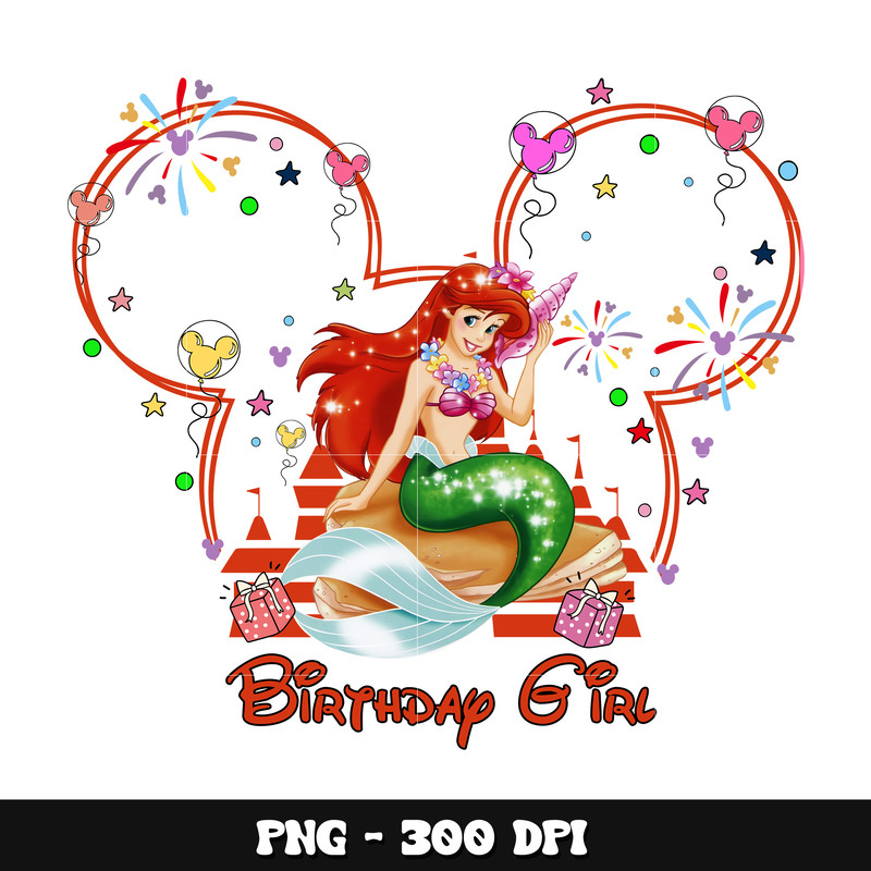 Ariel princess birthday girl png