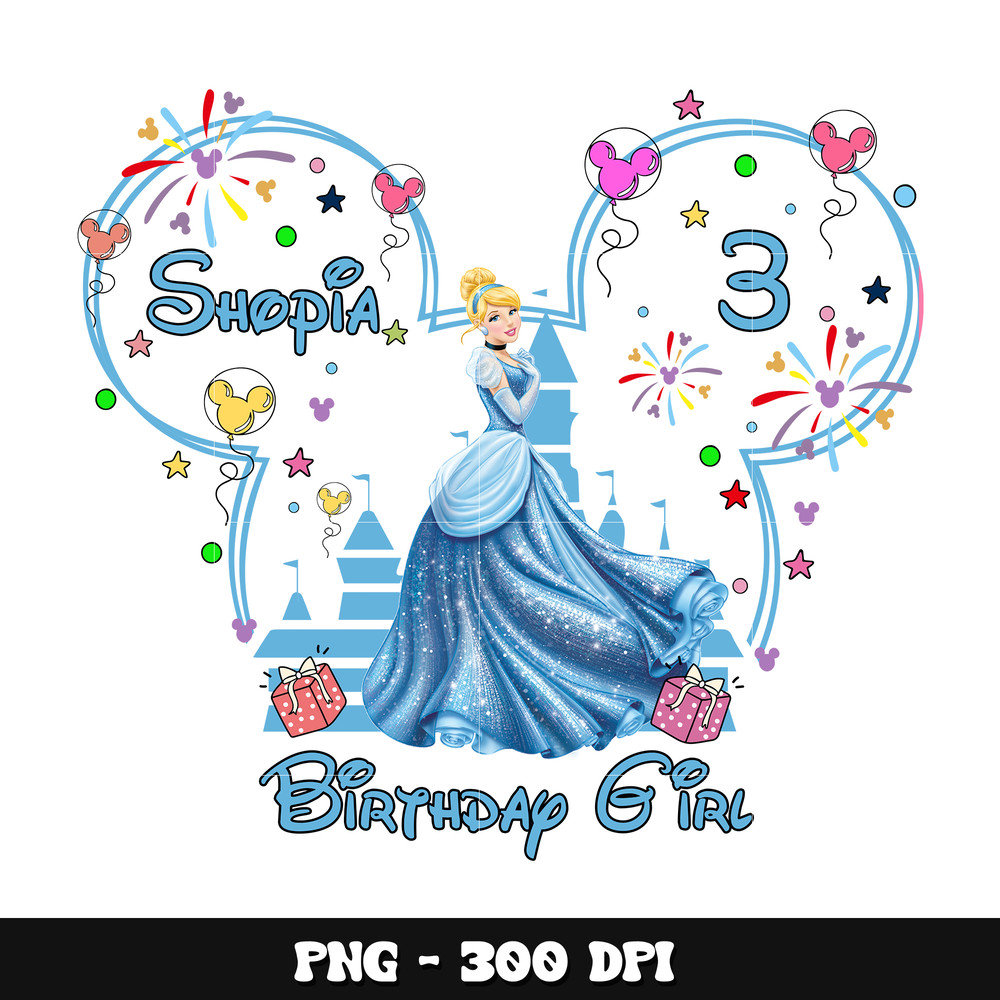 Mickey Cinderella 3rd birthday girl png