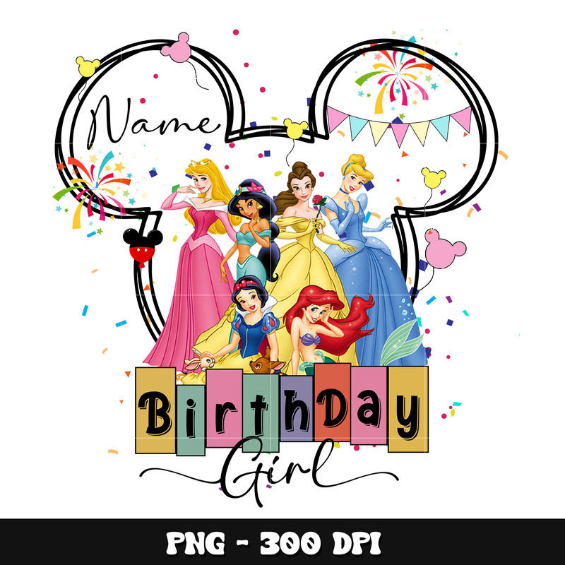 Mickey x princess birthday girl png